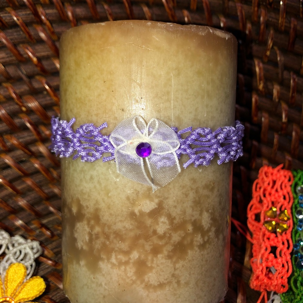 Candle decor lace wreath adjustable crystal NEW
